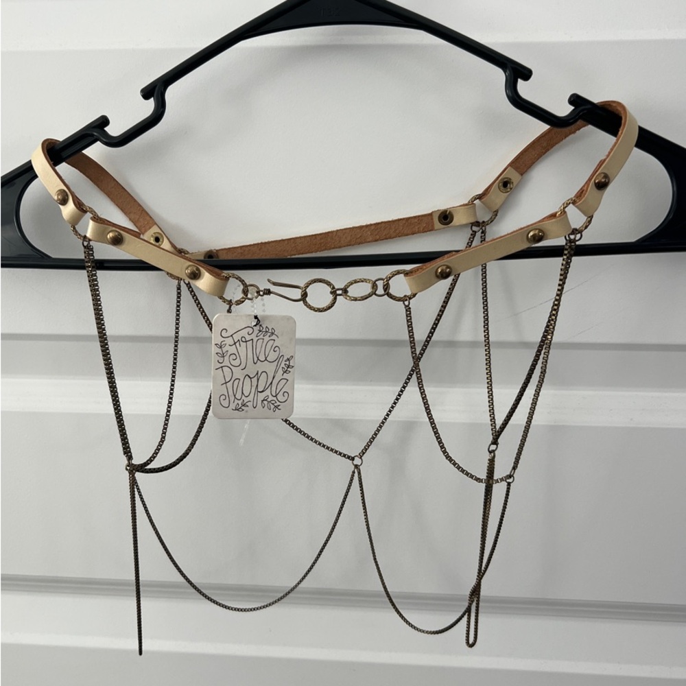 Free People Tan and Cream Chain Belt